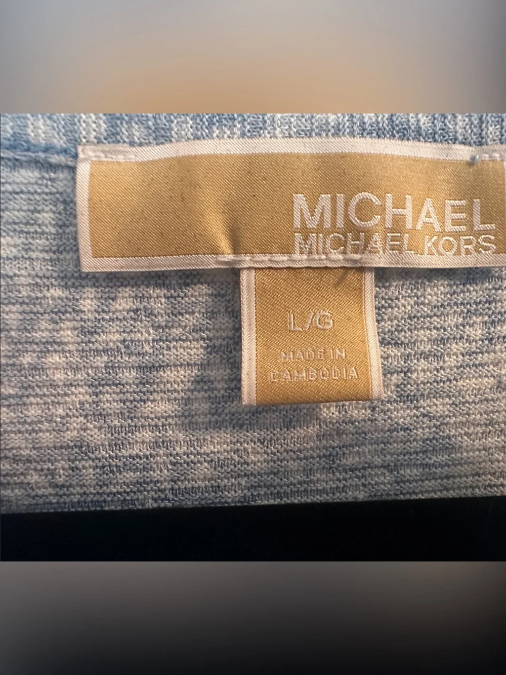 Michael Kors Sky Blue Ruched V-Neck Short Sleeve Tee